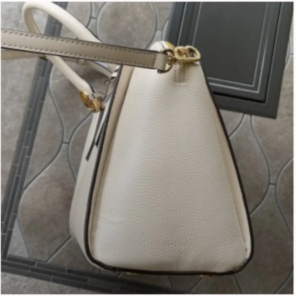 Michael Kors Daria Large Satchel Bag Leather Light Cream